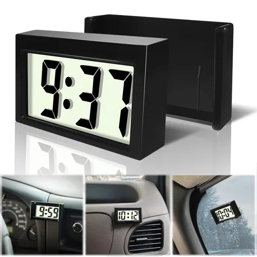 Betus Reloj digital para tablero de instrumentos de automóvil, reloj adhesivo para vehículos con pantalla jumbo de hora y día