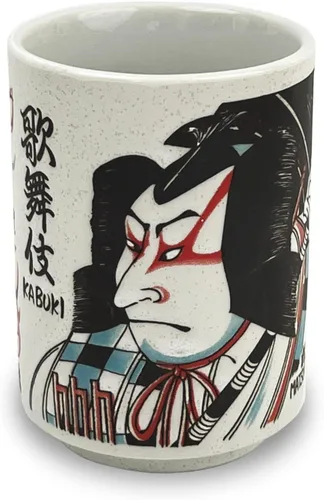 Miniatura 14 de Taza de té japonesa - Cerámica 9 fl oz, Yunomi taza, sushi hecho en Japón (C3-16 Kabuki sukeroku)