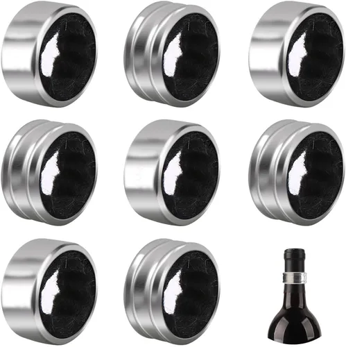 Miniatura 6 de BK8 - Collares de acero inoxidable para botellas de vino, anillos de goteo con clase, paquete de 8 tapones de gota de vino simples y duraderos