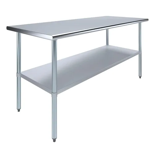 Miniatura 12 de AmGood Mesa de trabajo de acero inoxidable con estante inferior Preparación de alimentos NSF Estación de trabajo utilitaria