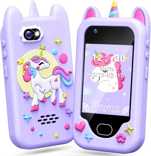 Teléfono inteligente para niños, teléfono para niños pequeños con cámara, música, juegos y tarjeta de 32 GB, regalo de cumpleaños de Navidad,