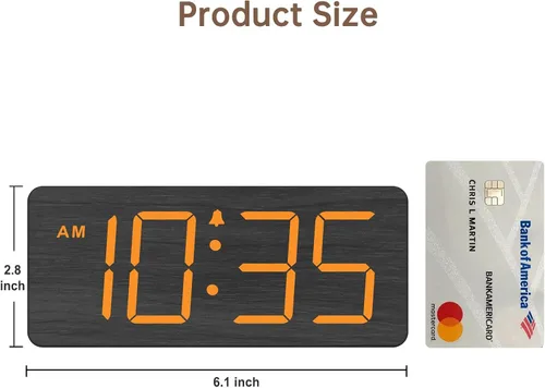Miniatura 7 de DreamSky Reloj despertador digital de madera para dormitorio, reloj despertador fuerte para personas que duermen mucho con control de volumen