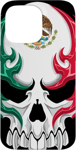 Miniatura 21 de iPhone 13 Pro Max Bandera de México - Estilo tribal de calavera mexicana - Funda hecha en México
