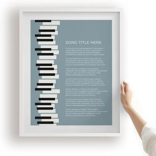 Miniatura 4 de Piano Keys Custom Songs Lyric Wall Art Print, Personalized Music Poster For Gallery Wall (Blue 11x14" Unframed Print)