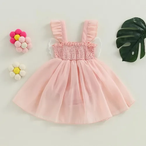 Miniatura 3 de FYBITBO Mameluco de verano para bebé recién nacida, con margaritas, sin mangas, con correa de tul, con diadema
