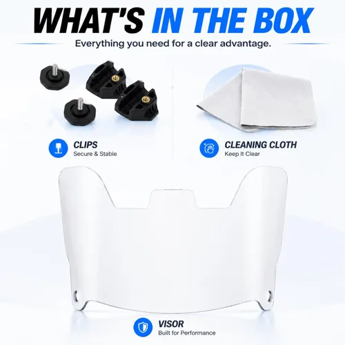 Miniatura 6 de Visera de fútbol transparente para adultos y jóvenes, protector de ojos con clips de visera de fútbol fácil de instalar para protección del casco