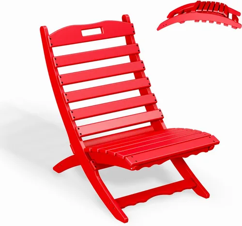 Miniatura 11 de GREENVINES Silla plegable Xavier Wave Sillas Adirondack portátiles Plástico HDPE Silla para fogata para todo tipo de clima Negro