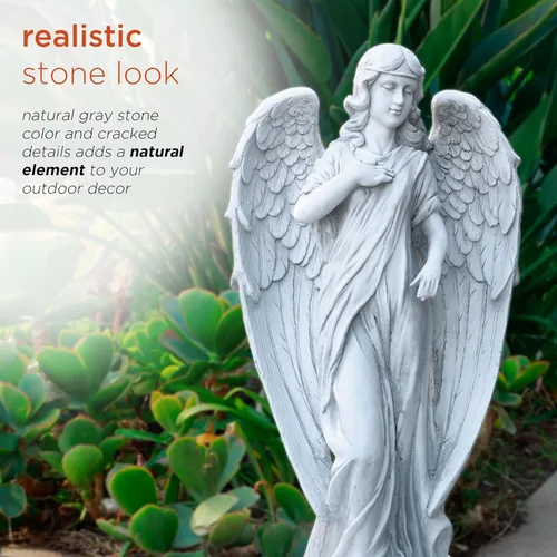 Miniatura 5 de Alpine Corporation 79 cm de alto Estatua de ángel para interior/exterior Arte de jardín Decoración, gris claro 31 pulgadas de alto - Ángel gris claro