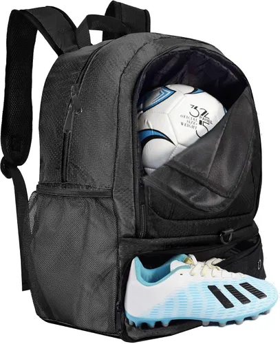 Miniatura 10 de Bolsa de fútbol, mochila de baloncesto, bolsa de equipo deportivo con compartimento para zapatos que sostiene zapatillas, casco, baloncesto, fútbol