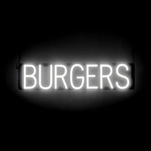 Miniatura 18 de SpellBrite HAMBURGERS Letrero para restaurantes Letreros relacionados con el comedor con aspecto de neón, luz LED roja 40.0 x 6.3 pulgadas Rojo