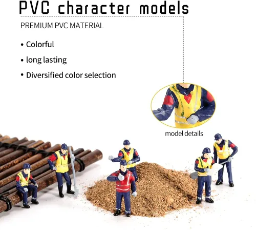 Miniatura 7 de 6 figuras de personas pequeñas a escala 1/50, pequeñas personas, trabajadores de la construcción, mantenimiento, mini muñecas para vehículos