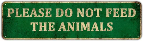 Miniatura 10 de KIOZIY Letrero de advertencia de metal de 4 x 16 pulgadas con texto en inglés "Do Not Feed The Animals Zoo Safari