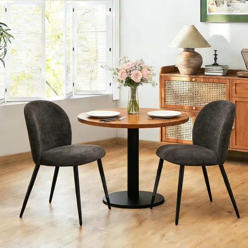 Miniatura 10 de Juego de 2 sillas de comedor tapizadas, modernas sillas auxiliares de cocina con asiento acolchado, cómodas patas de estudio de tela de felpilla