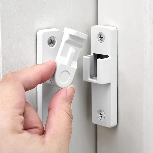 Miniatura 3 de Pestillos de puerta de ángulo recto de 90 grados, hardware de cierre abatible de aleación de zinc blanco, cierres de seguridad de aleación de zinc