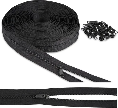 Miniatura 7 de MiniRed The Yards - Cremalleras a granel de 5 yardas, (#5) con cremallera de bobina de nailon negro para bolsas de costura y manualidades con 20
