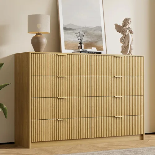 Miniatura 25 de Furniway Cómoda Beige para Dormitorio, Cómoda Moderna con 6 Cajones y Deslizadores Suaves, Cómoda Ancha con Manijas Doradas para Dormitorio, Sala