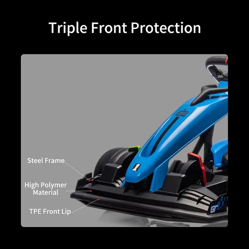 Miniatura 7 de GarveeLife Vehículo de paseo eléctrico de 24 V Drift Kart para niños, coche de paseo con asiento ajustable y velocidad de 8.5 MPH, ruedas Azul