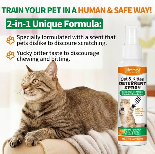 Miniatura 5 de Spray disuasorio para gatos – Repelente para gatos en interiores, deja de rayar muebles, paredes, cordones y plantas, fórmula herbaria natural