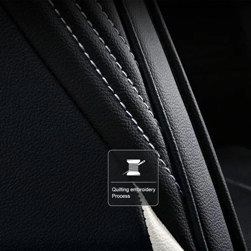 Miniatura 7 de Juego completo de fundas de asiento de automóvil de lujo adecuadas para Sandero Stepway Ice Silk Weaving y cuero CrCushion 5 asientos (negro)