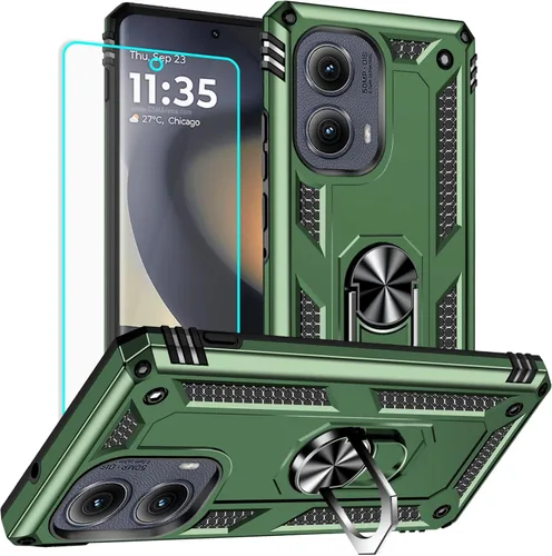 Miniatura 20 de Funda para Moto E Phone Case, Moto E con protector de pantalla HD, fundas protectoras de grado militar con anillo para Moto E 2020 (rojo)