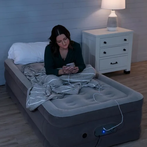Miniatura 9 de SLEEPLUX Dream - Colchón de aire individual de lujo, bomba dual integrada, se mantiene inflado toda la noche, colchón inflable de doble altura de 18