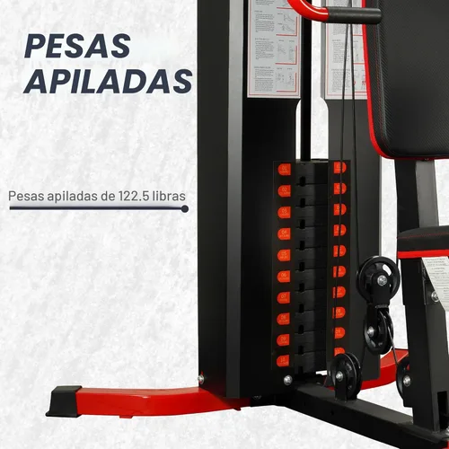 Miniatura 5 de Fitvids Home Gym Equipment, Multifunctional Full Body Workout Weight Machine Station with Weight Stack, All in One Exercise Equipment with Pulley