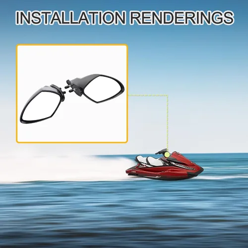 Miniatura 6 de GOOFIT Espejo retrovisor para lancha de motor, un par de repuesto para WaveRunner VX110 VX110 VXR VXS V1 FX Sport Deluxe Cruiser EX Series 2005-2009
