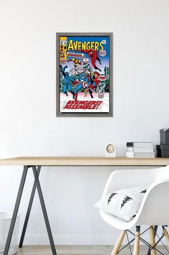 Miniatura 6 de Trends International Marvel Comics - Póster de pared de Avengers #82, 22.4 pulgadas de largo x 14.7 pulgadas, versión enmarcada en madera de granero
