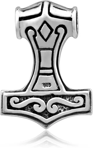 Miniatura 2 de WithLoveSilver - Colgante de plata de ley 925 Trinity celta vikingo con forma de martillo de Thor (Mjolnir), Plata esterlina