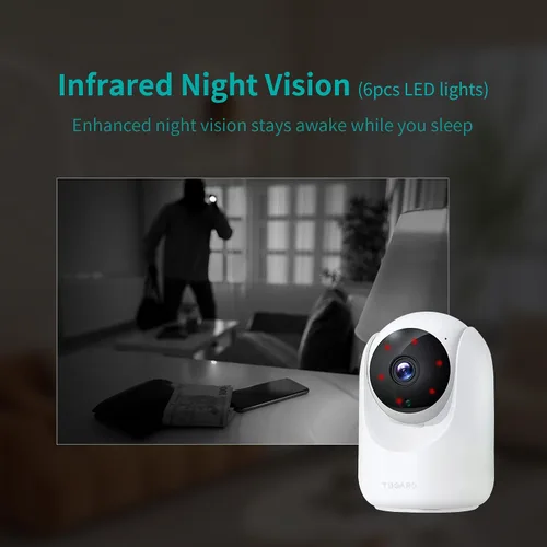 Miniatura 9 de Cámara de seguridad para interiores, cámaras WiFi 2.4G para seguridad del hogar, inclinación panorámica de 355 ° vista vertical de 100 °, detección