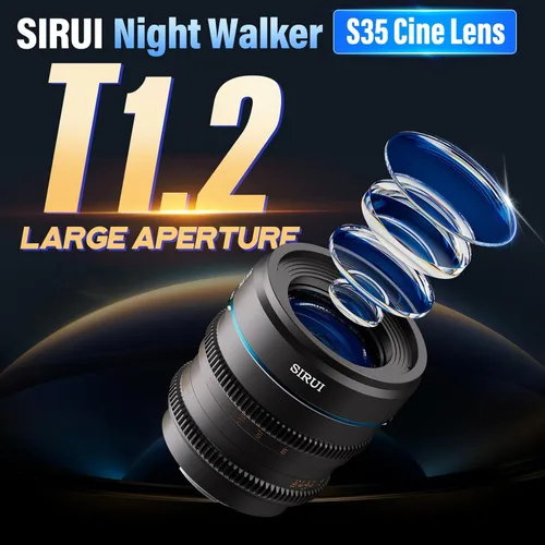 Miniatura 3 de Sirui Night Walker 35mm S35 Lente de Enfoque Manual Cine, Lente de Gran Apertura T1.2 para Cámaras de Montura X, X-H2/H2S, XT-4, XT-3, X-S10, X-S20