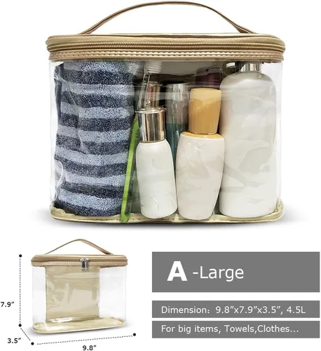 Miniatura 2 de Bolsa de cosméticos, estuche portátil transparente para artículos de tocador, bolsa de maquillaje de PVC transparente, organizador de almacenamiento