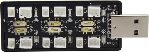 Miniatura 4 de Blomiky Cargador de asiento USB 6 en 1 1S Li-ion/Lipo 3.7V-3.8V con JST-PH2.0 y JST1.25 Enchufe adecuado para batería Emax 1S 450mAh Lipo/cargador 6