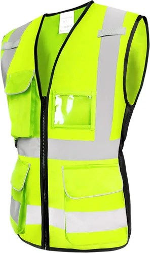 Miniatura 2 de Chaleco de seguridad reflectante Hi Vis, clase 2, con 7 bolsillos y cremallera, cumple con las normas ANSI/ISEA Amarillo