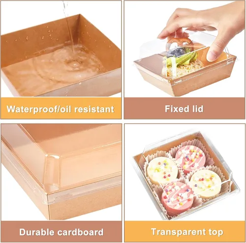 Miniatura 4 de 50 cajas de charcutería con tapas transparentes, recipientes de comida individuales para llevar, recipientes para llevar de 5 pulgadas, recipientes