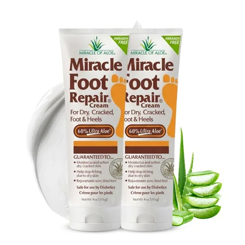 Miniatura 15 de Miracle Foot Repair Cream, (1 onza/3 unidades) repara talones y pies secos agrietados, 60% ultraaloe puro hidrata, suaviza y repara