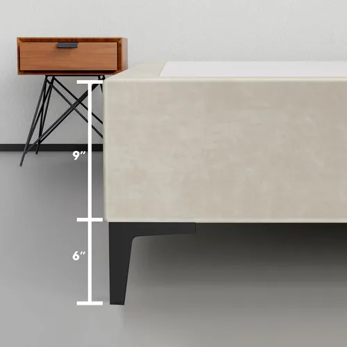 Miniatura 2 de Greaton, Cama con plataforma de madera de terciopelo de alta calidad de 15 pulgadas, duradera, elegante, opciones de multicolor, no necesita somier