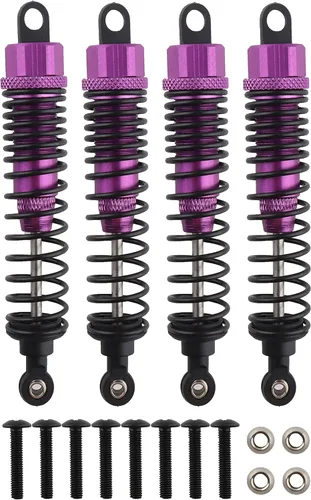Miniatura 12 de 4 amortiguadores delanteros y traseros, suspensión ajustable de 3.858 in de aluminio para autos RC 1/10 HSP 94166 94106 94107 94155 94170 Buggy Rojo