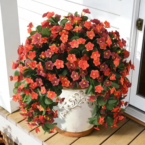 Miniatura 9 de Flores colgantes artificiales para exteriores, 2 piezas de plantas colgantes artificiales al aire libre, decoración de primavera y verano