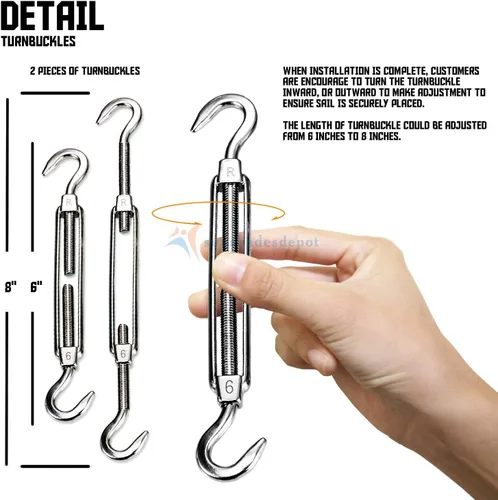 Miniatura 3 de TANG Sunshades Depot - Juego de accesorios para toldo cuadrilátero de 6 pulgadas, súper resistente
