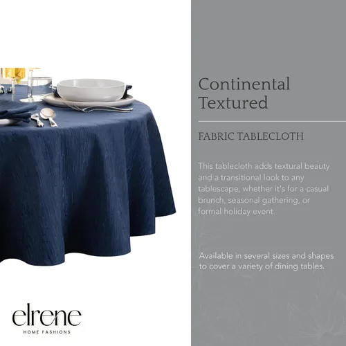 Miniatura 3 de Elrene Home Fashions - Mantel Continental de textura sólida resistente al agua, manchas y arrugas, 60 x 84 pulgadas, ovalado, azul marino