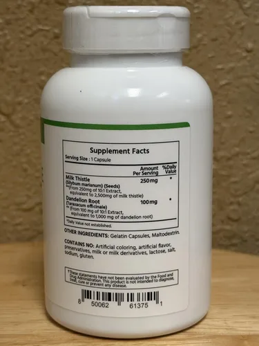 Miniatura 3 de ML Naturals Cardo mariano y extracto de diente de león: 250 mg de cardo mariano, 100 mg de raíz de diente de león (por porción) 120 cápsulas
