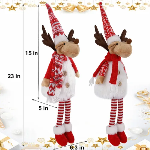 Miniatura 2 de Juegoal Paquete de 2 renos de Navidad iluminados con patas colgantes, figuras de alce rodolfo hechas a mano de 23 pulgadas, regalo de vacaciones