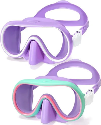 Miniatura 11 de Seago Paquete de 2 gafas de natación con cubierta nasal, gafas de natación para niños de 6 a 14 años, niñas, niños, jóvenes, gafas de natación