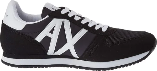 Miniatura 6 de AX ARMANI EXCHANGE Tenis con logo y cordones para hombre, Negro + Blanco
