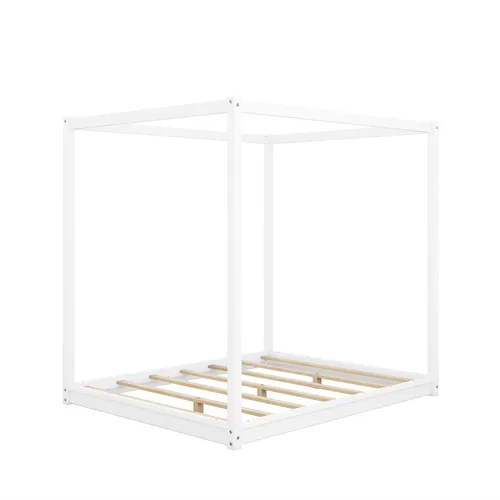 Miniatura 7 de Harper & Bright Designs Cama Queen con dosel de madera con 4 paneles de póster, marco de cama Queen con soporte de listones de madera maciza, cama