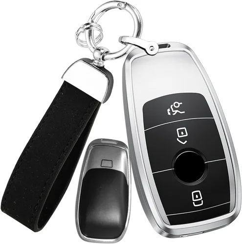 ontto Funda inteligente para llave de automóvil, marco de metal y carcasa de resina para llave de automóvil para Mercedes-Benz Clase A Clase C Clase