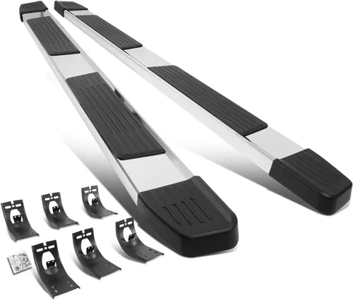 DNA MOTORING Estribos de 6 pulgadas compatibles con 11-18 Ram 1500 Crew Cab de 4 puertas, barras Nerf de acero inoxidable con escalón lateral plano,