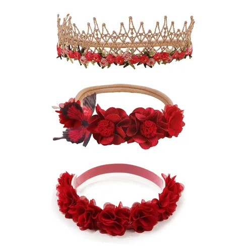 Miniatura 13 de Diademas de flores de nailon para bebé niña, con moños de flores, accesorios elásticos para el cabello, corona, envolturas florales hechas a mano