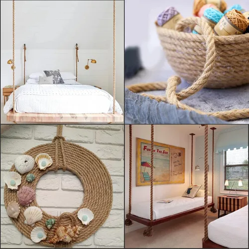 Miniatura 6 de Cuerda de yute natural de 100 pies y 1/2 pulgada de grosor, cuerda de cáñamo fuerte de 0.472 in x 98.4 ft, cuerda gruesa para jardinería